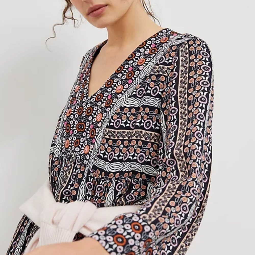 Anthropologie Maeve Naomi Multi Color Floral Embroidered Beaded Dress Size XS - Picture 4 of 13